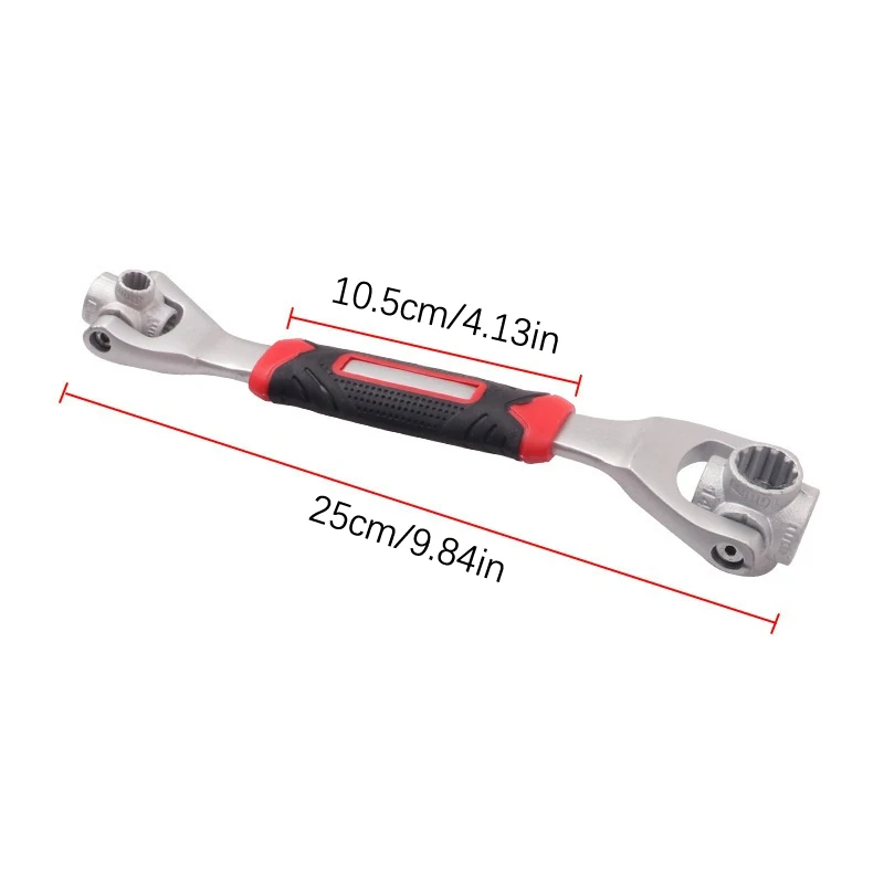 48-in-1 Car Tools Multifunctional Socket Wrench Set Metric 8-19mm SAE 5/16"-3/4 Non-Slip Handle 360 Degree Swivel Head Universal