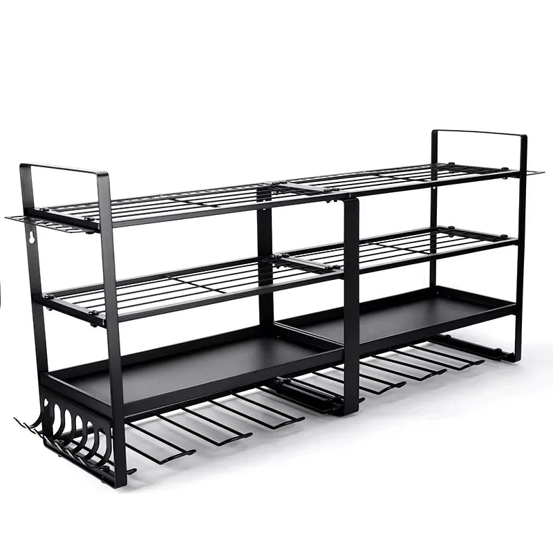 業務用ヘビーデューティー4段メタルツールシェルフ、コードレスドリルホルダー、電動工具オーガナイザーラック（ガレージ用）