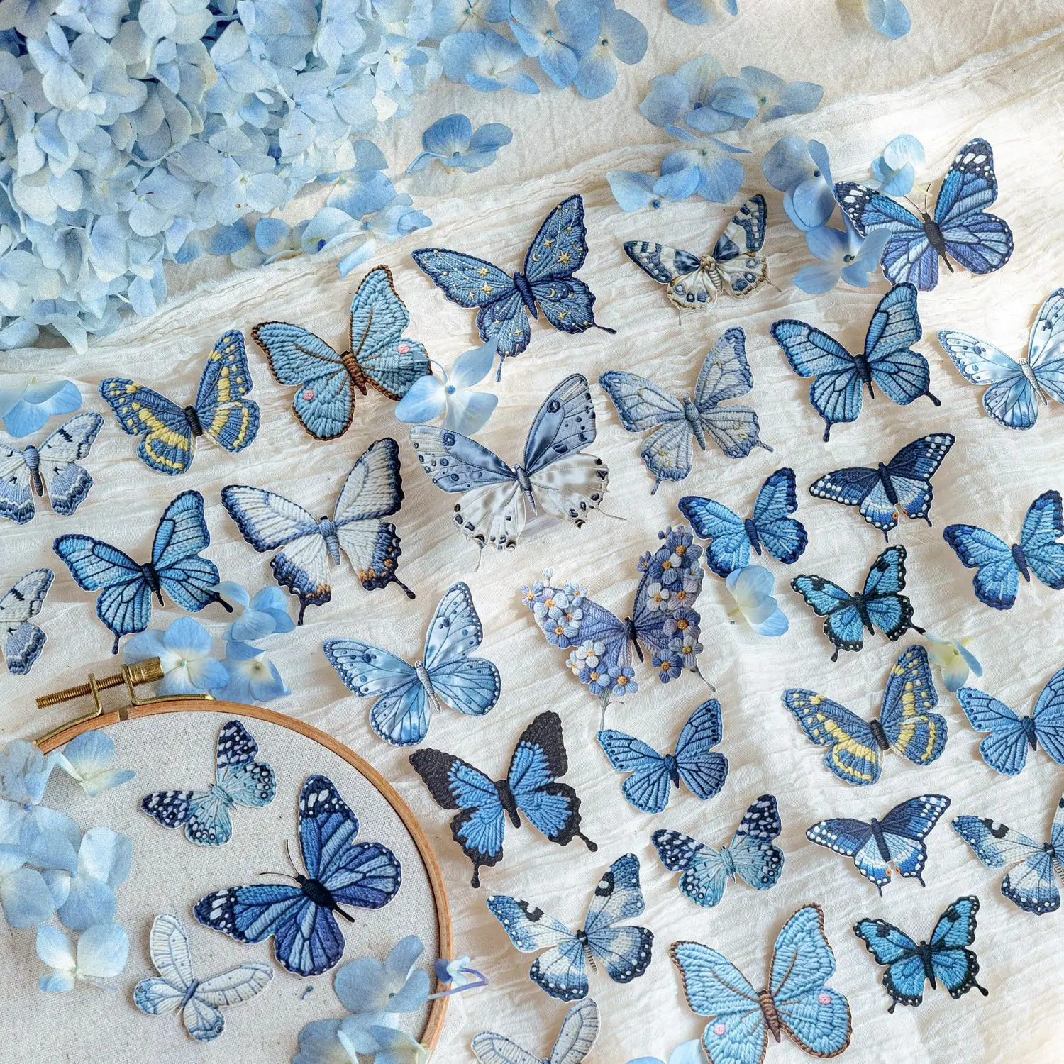

20pcs/lot Kawaii Stationery Stickers Butterfly Fabric Book Junk journaling sticker Planner Decorative Mobile Scrapbooking