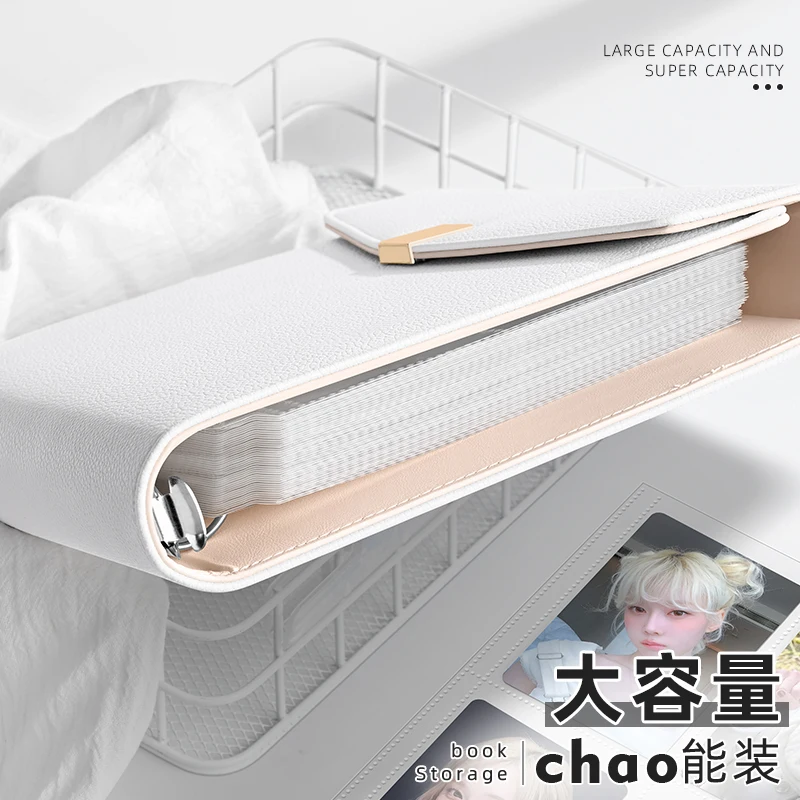 SINGBA Luxury Platinum A5 Photo Album - 4 Grid 3 Inch K-Pop Photocard Collector Book High Capacity Leather Binder