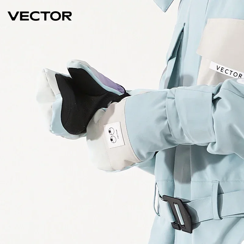 Vector-女性用5本指スキーグローブ、超軽量、厚手、暖かい、フリースミトン、防水、プロフェッショナル、スノーボード、冬