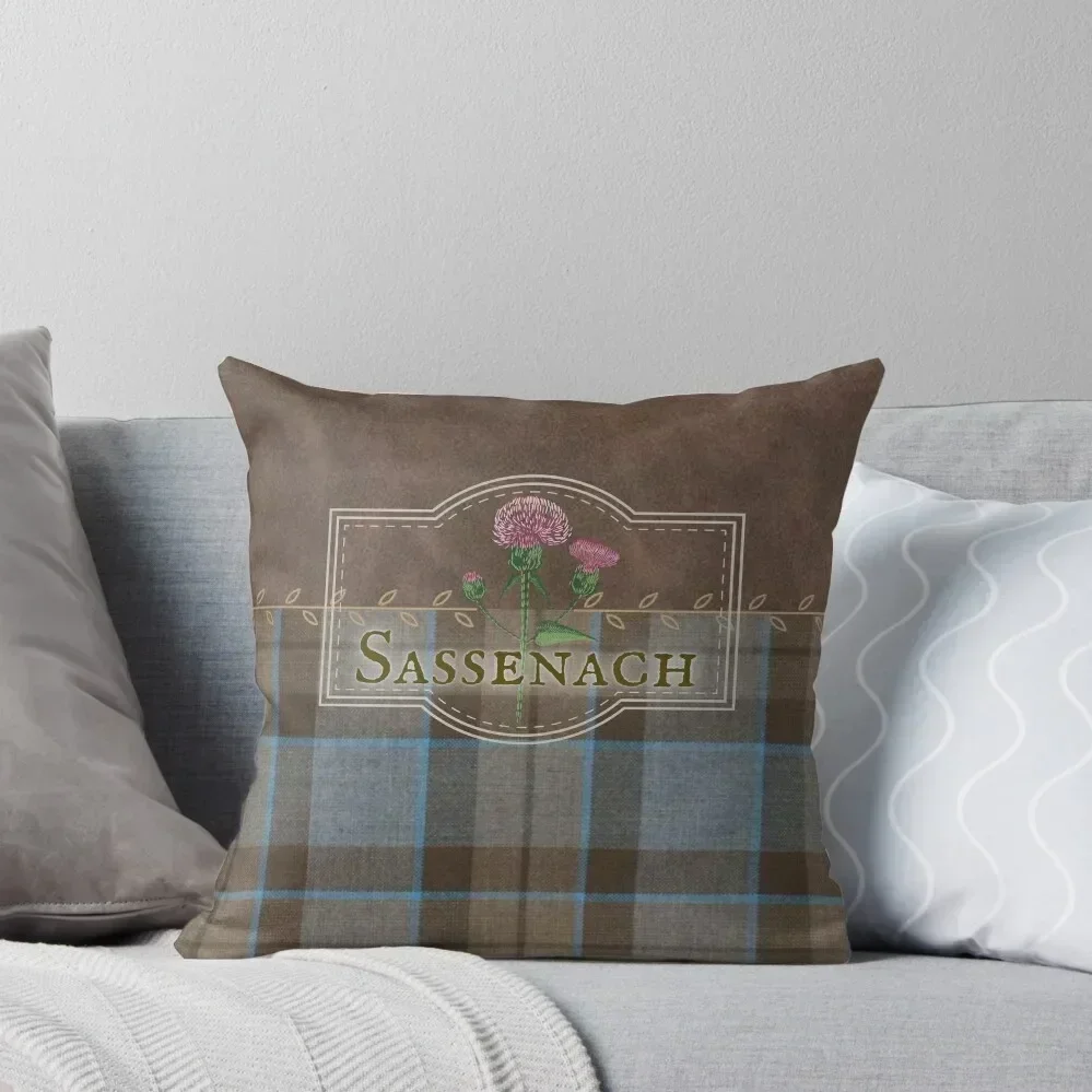 

Outlander - Sassenach Leather and Tartan with Thistles and Leaves Throw Pillow Cushion Child Sofa Covers For Living Room pillow