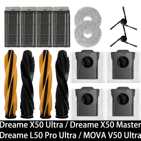 Dreame X50 Ultra / S40 Enhanced / L50 Pro Ultra Edition 진공 부품 메인 롤러 사이드 브러시 Hepa 필터 걸레 천 먼지 봉투