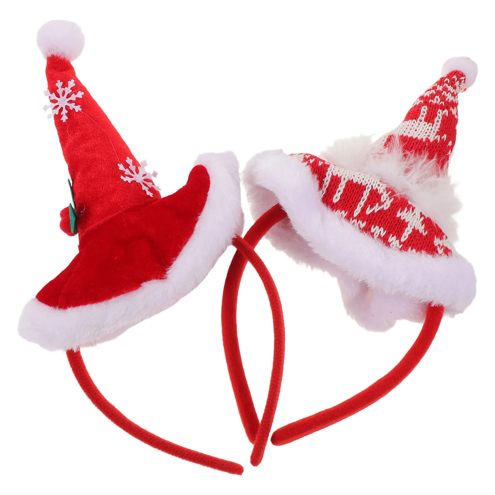 

2Pcs Red and White Knit Christmas Santa Hat Headbands Party Accessories Holiday Costume Headpiece Mini Santa Hat Headband
