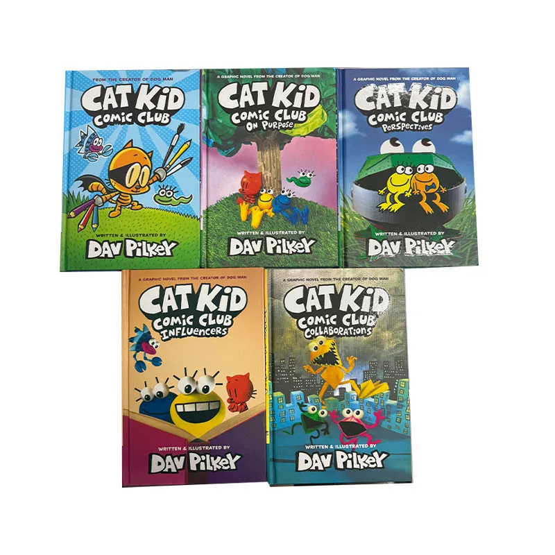 5 권/세트 오리지널 인기 고양이 키드 만화 클럽 도서 Dav Pilkey Cat Kid Comic Club의 모험영어 소설 도서