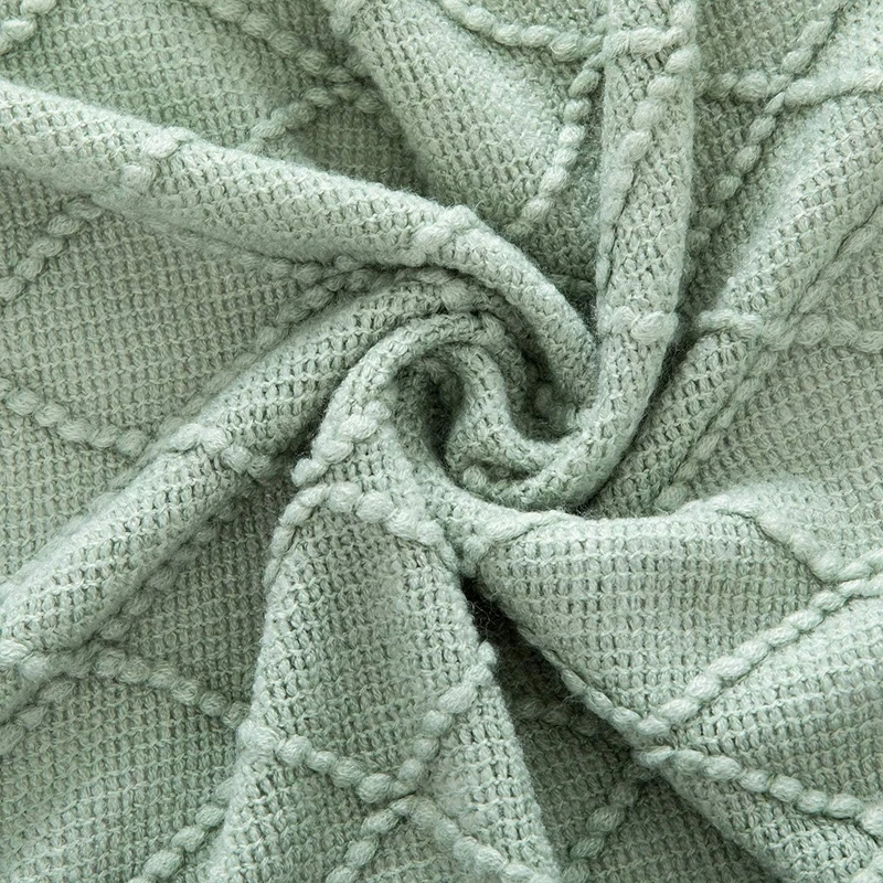 Coperta decorativa lavorata a maglia con frangia morbida e accogliente coperta grande nappa per divano divano letto coperta regalo Vintage Saga Green