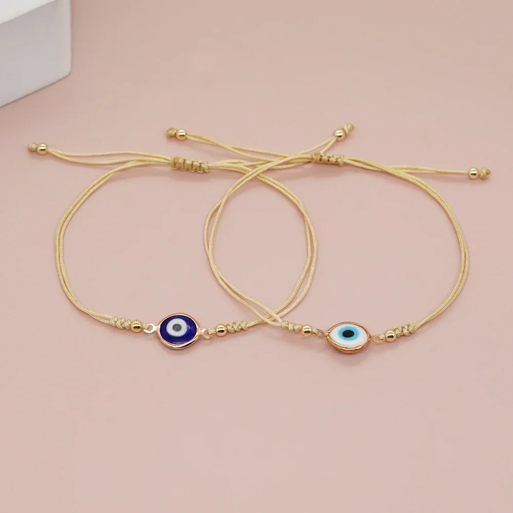 Go2boho nouveau en émail mauvais œil corde Bracelet d'amitié réglable femmes hommes enfants bijoux d'été
