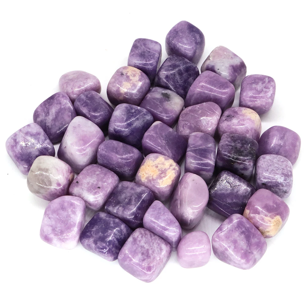 

Natural Polished Lilac Lepidolite Crystal Tumbled Gravel Stone Healing Gemstones Raw Aquarium Decoration Bulk Lot for DIY Crafts