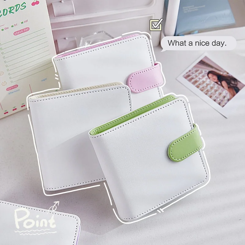 Mini Candy Color Pu Leather Kpop Photocards Binder Collect Book 3inch Card Storage Idol Card Photo Album Holder Book Stationery