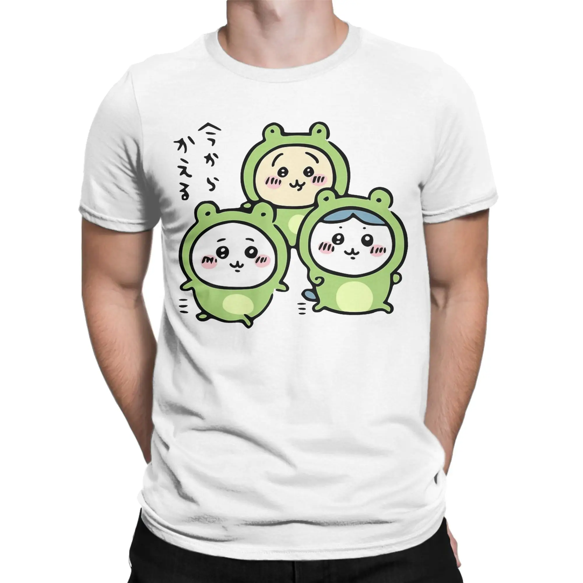 Chiikawas and Friends Frogs Hachiware Usagi T-Shirts for Men  Funny Cotton Tees Crewneck Short Sleeve T Shirt Summer Clothes