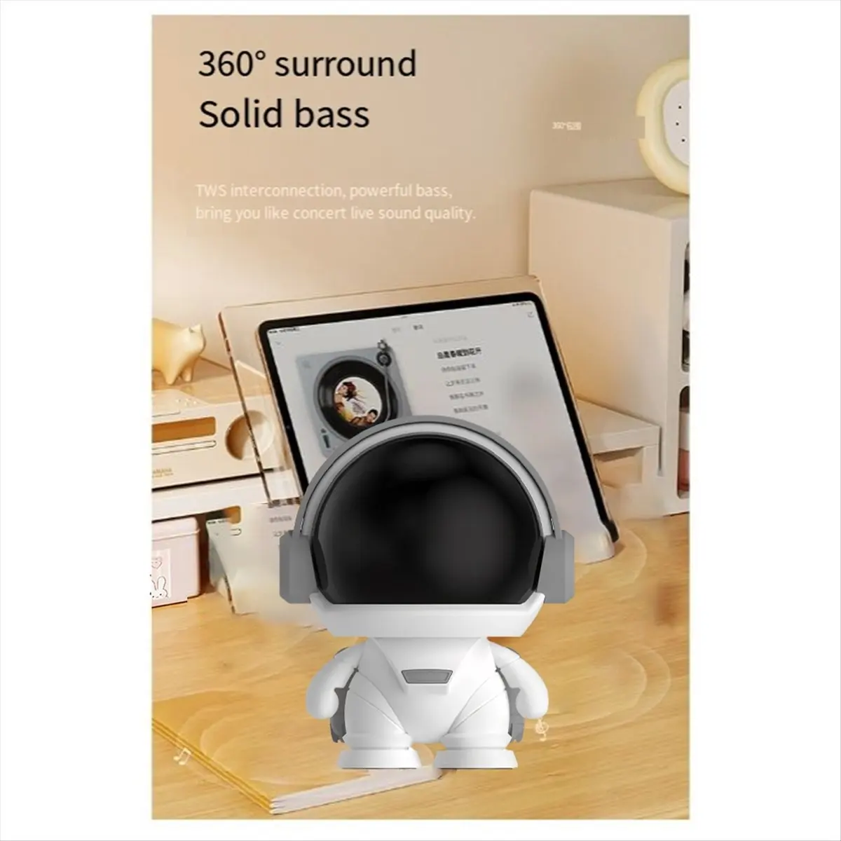 AABFK Astronaut Wireless Bluetooth Speaker Cute Desktop Space Robot Bluetooth Speaker Tws Subwoofer for Home Outdoor Gift