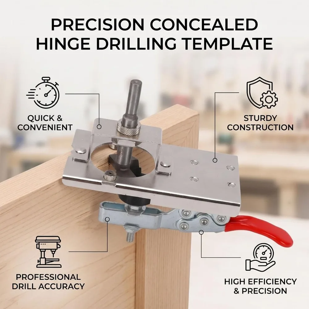 Accurate Cabinet Hinge Jig Aluminum Alloy 35mm Hinge Drill Jig With Clamp Mounting Woodworking Tool For Kitchen Cabinet Doors