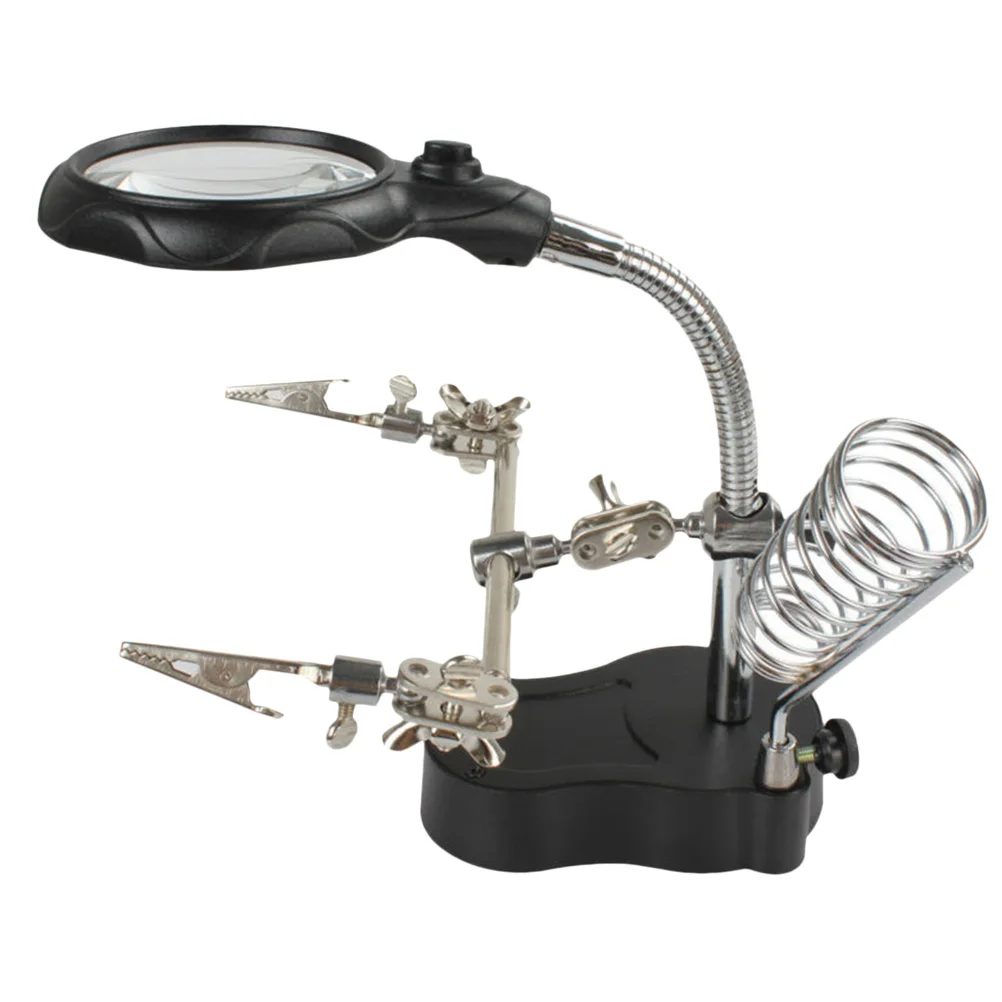 

Bracket Magnifier 12x LED Light Vertical Desktop Repair Durable Practical Map Books 12 Times Magnifier Circuit Stamps Coin