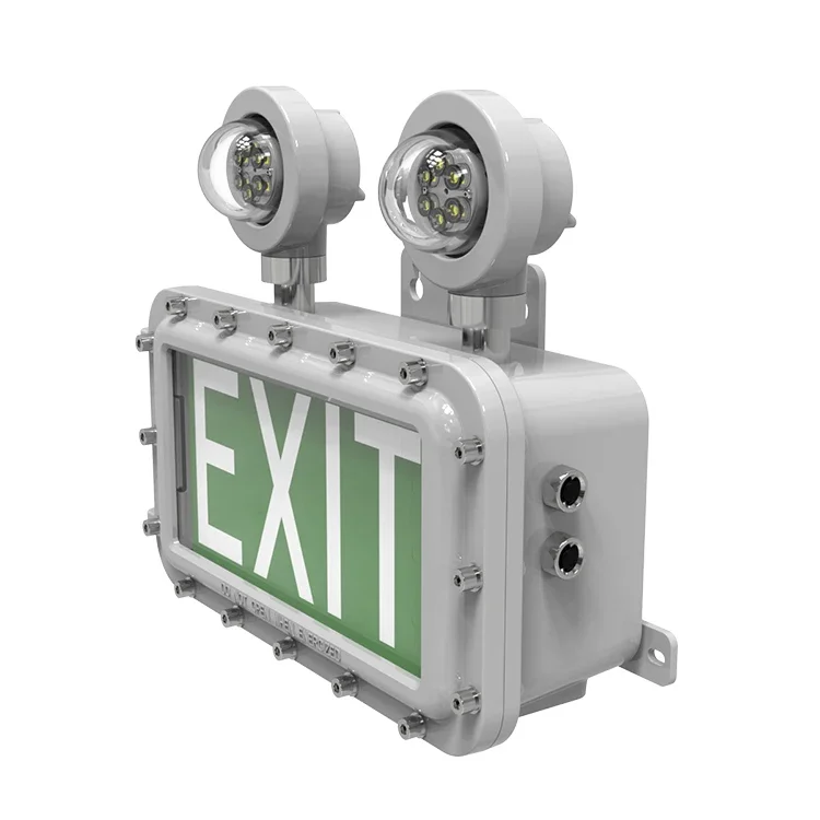 Factory Price Wall Mounted Explosion Proof Double Twin Head Light  IECEx ATEX Listed Emergency Luminaire with Back-up Battery