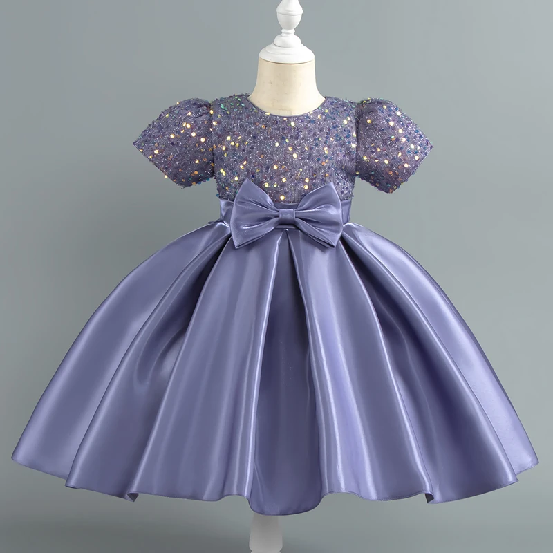 

Children's Princess Dress Kid Girls Sequin Short Sleeve Dresses Girl Birthday Party Princess Gown