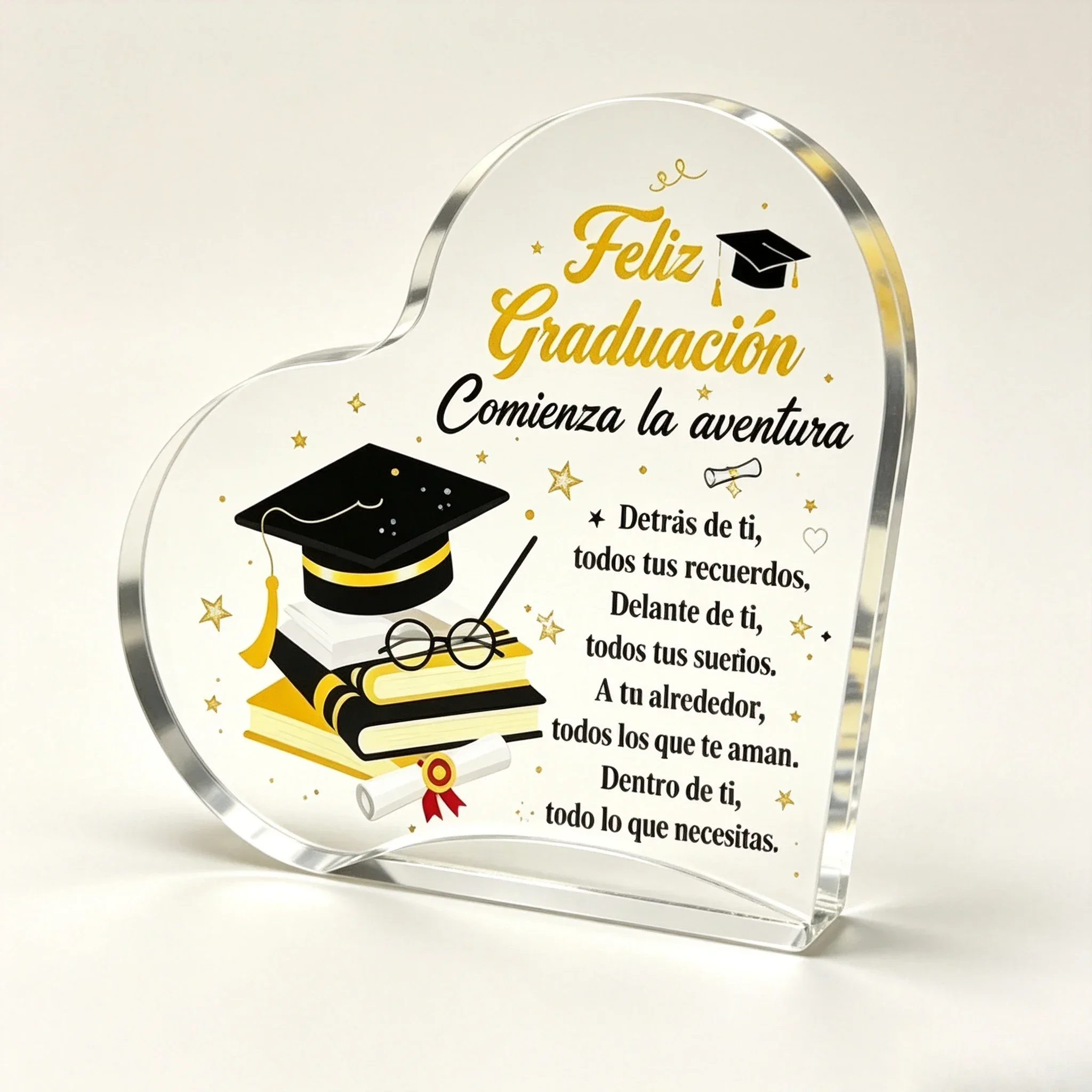 Acrylic Ornament Heart Phrase Adventure Graduation Cap Diploma Books Office Decoration
