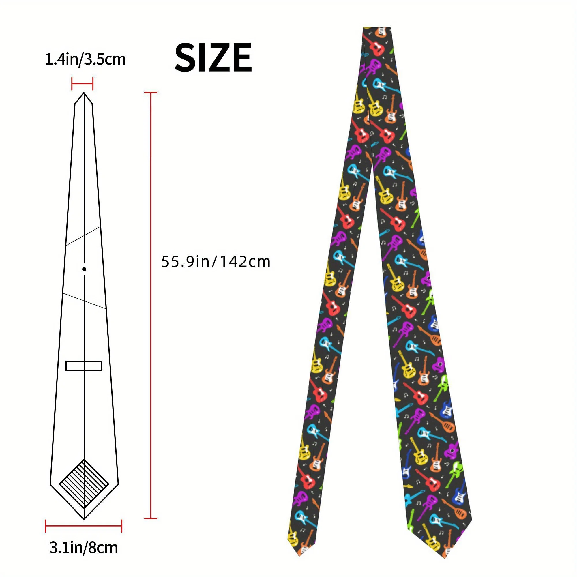 Men'S Necktie Featuring a Guitar Design in a Cartoon Style Ideal for Parties And Casual Outfits a Festive Fashion