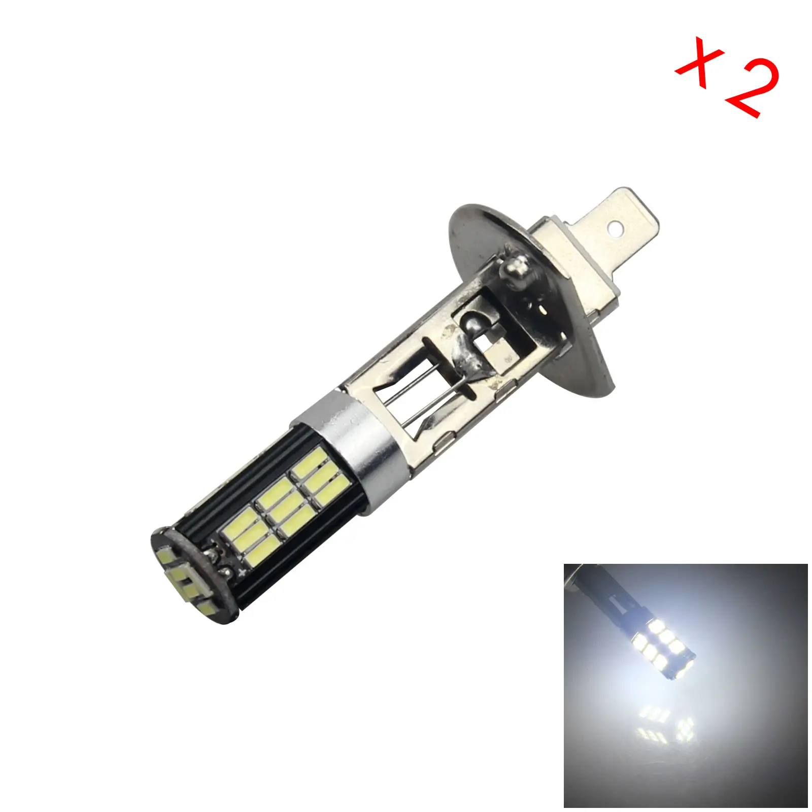 2x White RV H1 Fog Blub Exterior Lamp 12V-24V 42 4014 LED IEC7004-46 Z3062