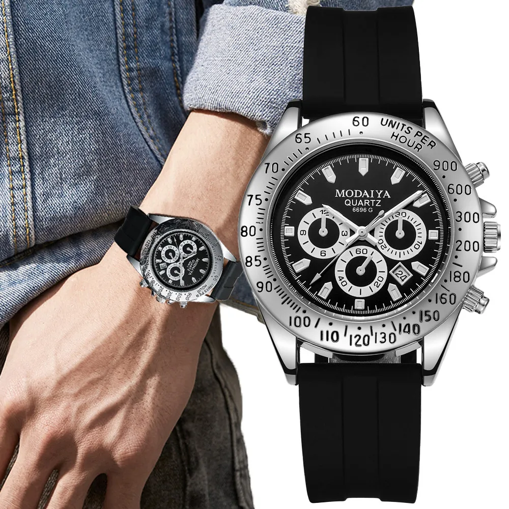 

Black Luminous Large Dial Quartz Men's Brand Watches Fashion Simplicity Silicone Strap Male Sports Clock Wristwatches