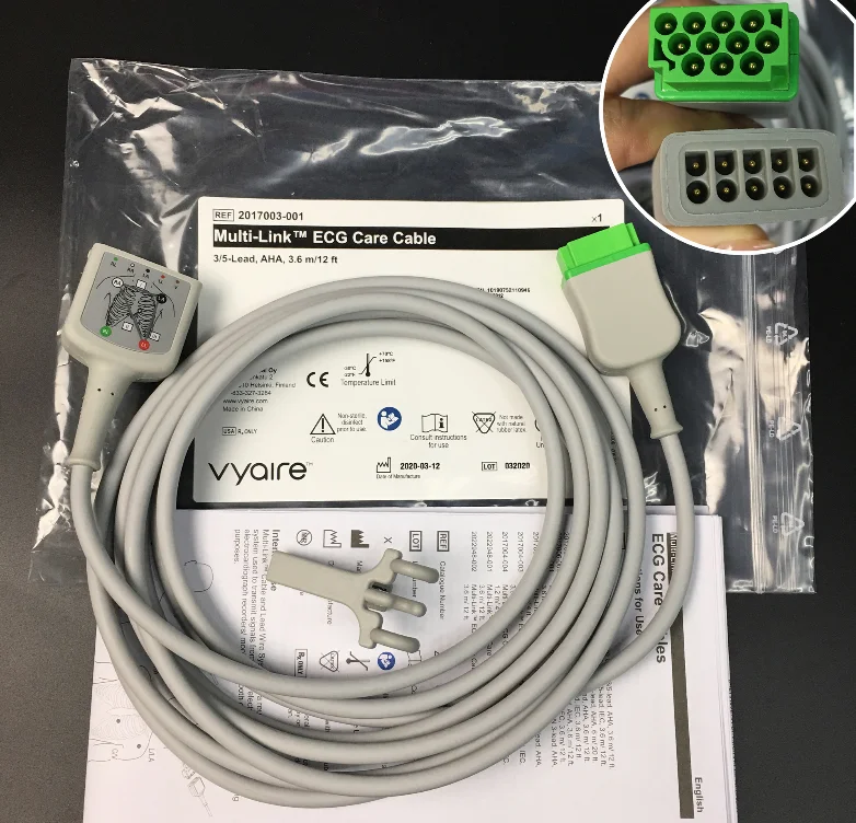 For Vyaire GE Original ASSY ECG Multi-Link ECG Care Cable 3/5-Lead AHA 3.6m/12 ft REF: 2017003-001