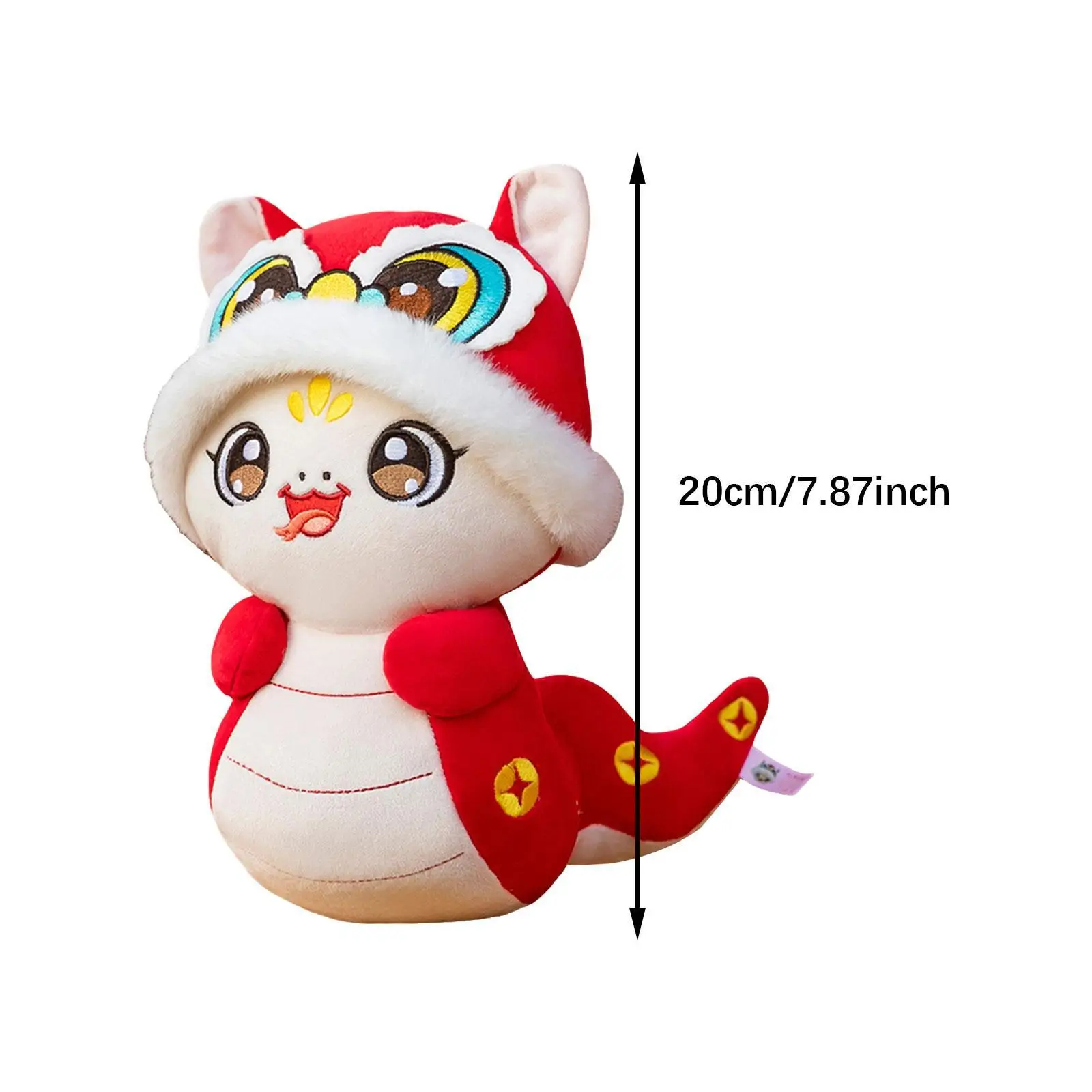 Juguete de peluche de serpiente de Año Nuevo Chino, bonitos y cómodos recuerdos de fiesta, muñeco de peluche de Animal relleno de 20cm de altura para regalo de vacaciones, dormitorio y hogar