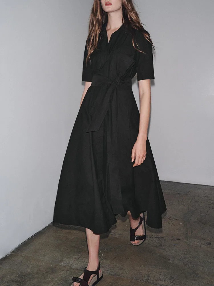 Nowa Jesień 2025 Damska Sukienka Midi z Kołnierzykiem Dr awl, Etniczny Strój Sceniczny Hanfu, Modny Tradycyjny...