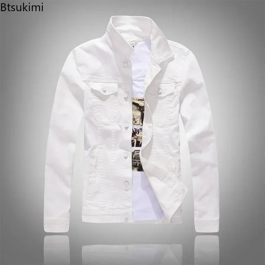 2025 Męska kurtka jeansowa Wiosna Jesień Mężczyźni Slim Denim Jacket Solid Long Sleeve Casual Outerwear Kurtka dla mężczyzn M-4XL