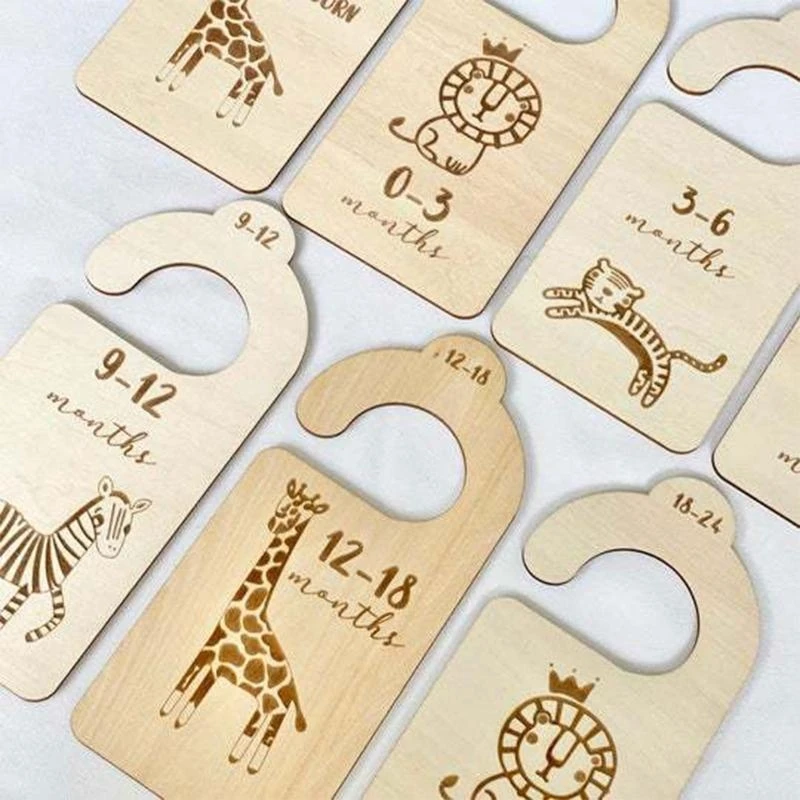J15U 7 قطع فواصل خزانة خشبية للأطفال من حديثي الولادة إلى 24 شهر ديكور الحضانة منظمات ملابس الأطفال هدية الدش