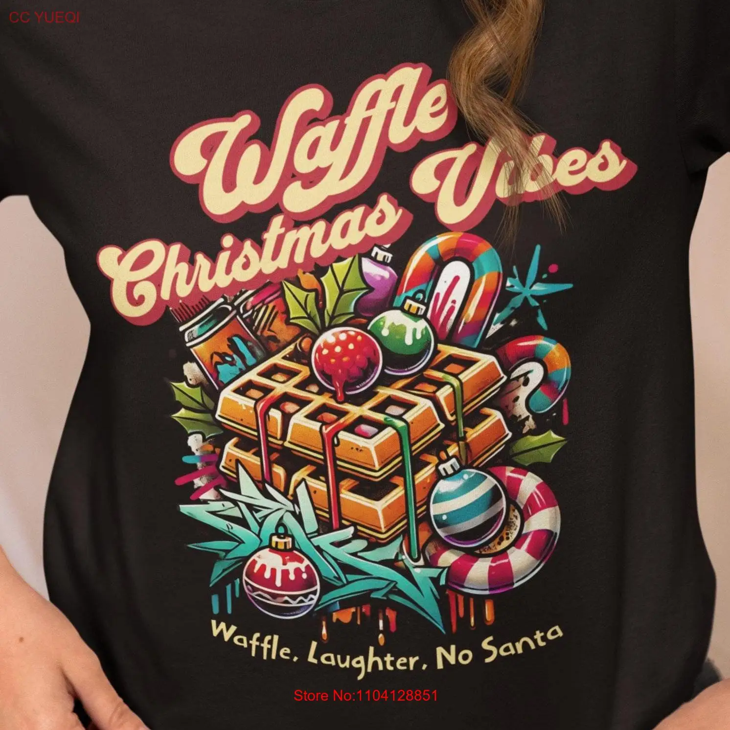 Waffle Christmas vibes t shirt festive holiday breakfast design funny food graphic sweet treat tee unique gift