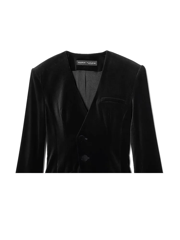 HH Women 2026 New Fashion Versatile Sexy Velvet V-neck Short Suit Jumpsuit Female Single-Breasted Long-Sleeved Casual Jumpsuit