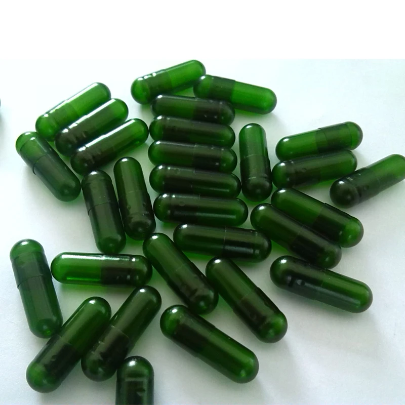 (10,000pcs/lot) 0# Translucent Green HPMC Vegetable Capsules Empty Vegetarian (Vegi) Capsule -Caps and Bodies Joined