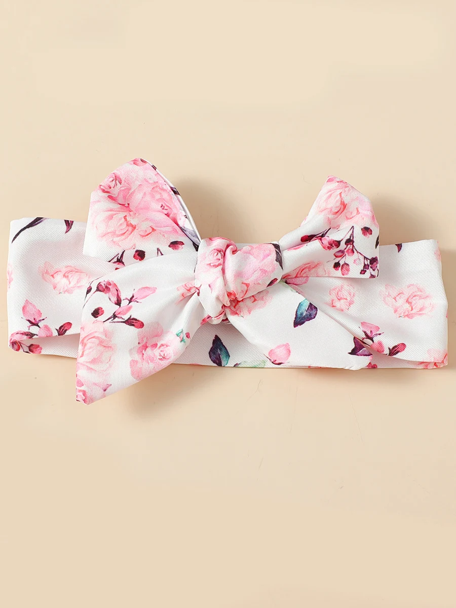 2PCS Baby Girl Princess Romper Dress Long Sleeved Lovely Ribbed Floral Jumpsuit with Headband for Newborn Baby Girl 0-18 Months