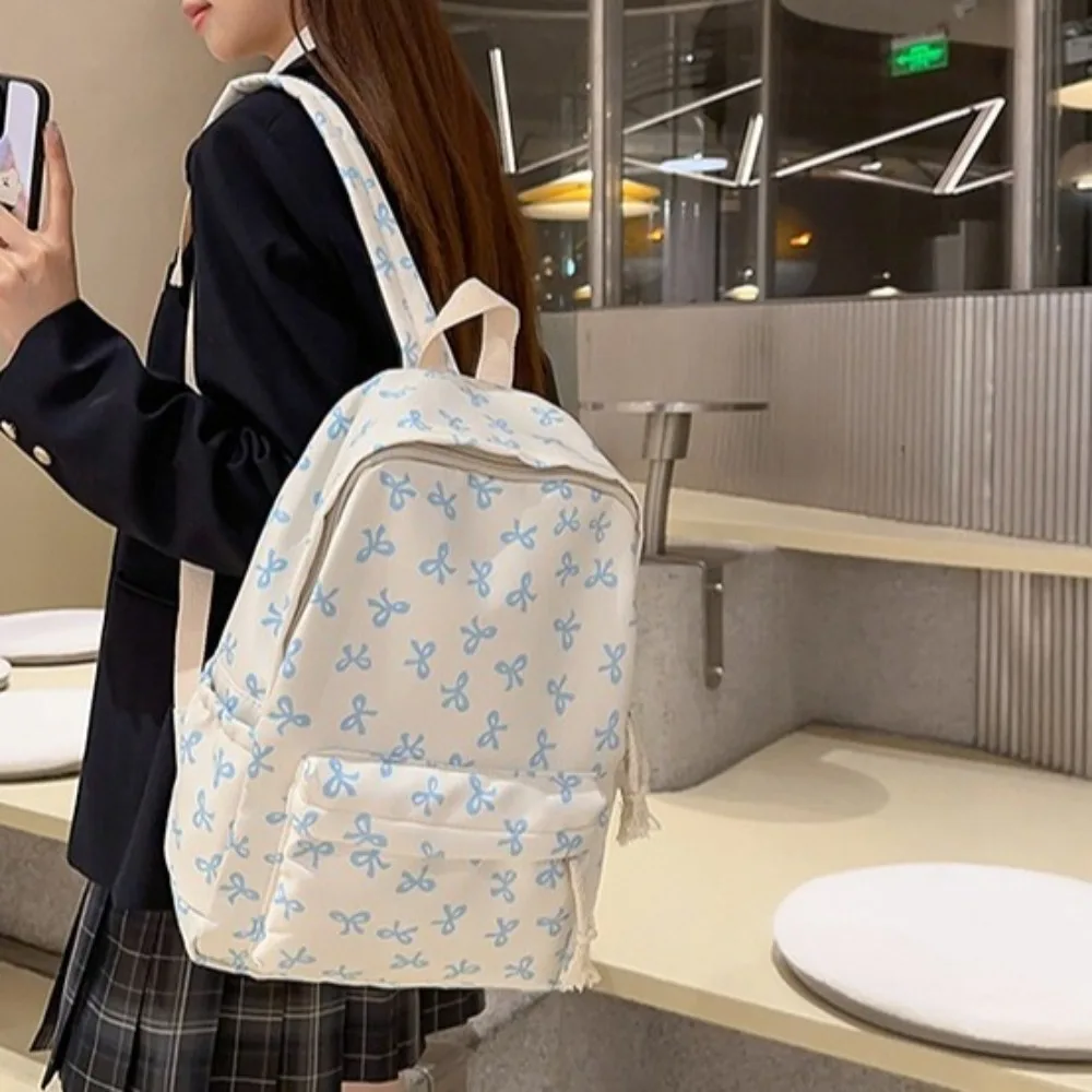 Nylon Bow Backpack Large Capacity Japanese Style Students School Bag Storage Bag Lightweight Teenagers Shoulder Bag Ladies/Girls