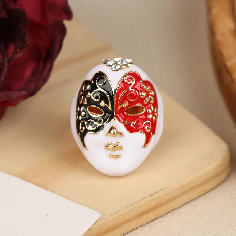 New Personality Chinese-style Drip Oil Peking Opera Facial Makeup Alloy Finger Rings Adjustable Jewelry Gift