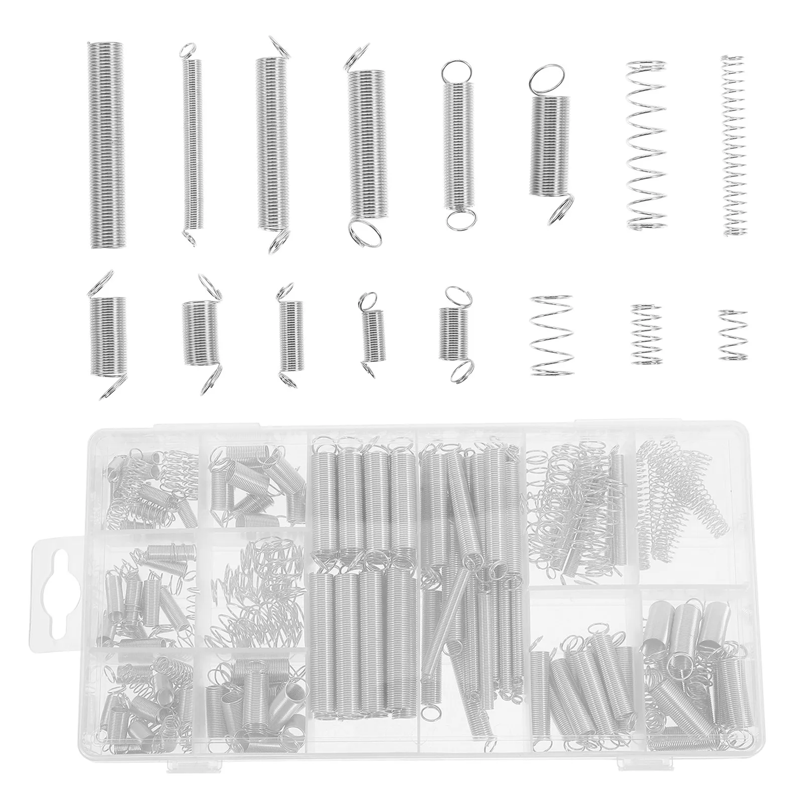 200Pcs Metal Spring Kit Assorted Tension Compression Springs with Hooks Heavy Duty Elastic Springs for DIY Projects Vehicle