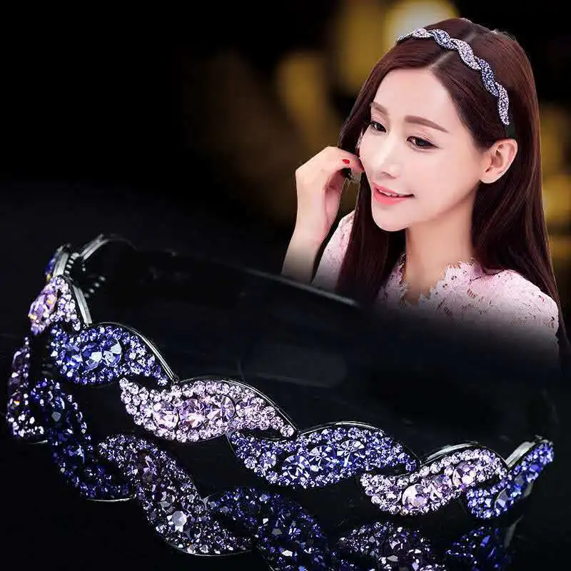 

Sparkling Luxury Wide Crystal Headband with Floral Design Statement Celebrity Style Hair Accessories for Wedding Evening Party