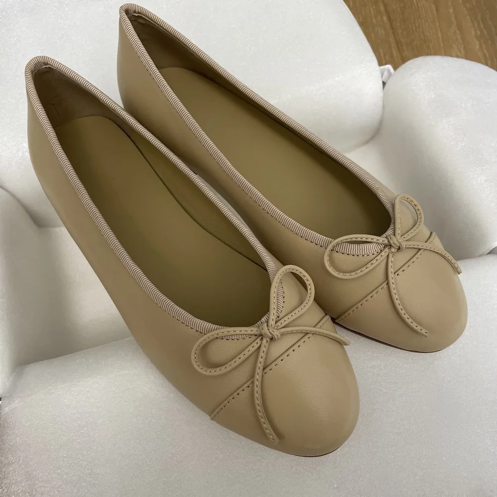الانزلاق على فراشة عقدة الباليه الشقق جلد طبيعي أحذية نسائية جميلة مختلط الألوان عادية الشقق أحذية السيدات مريحة #2