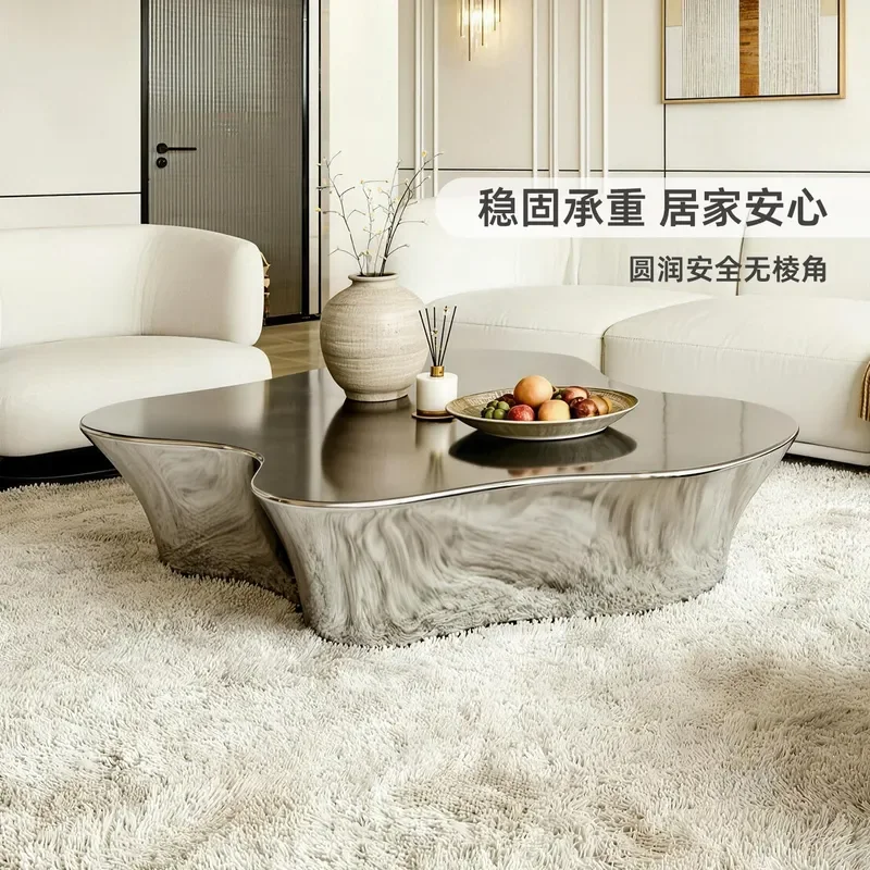 304 Stainless Steel Coffee Table Large Flat Floor Living Room Silver Mirror Modern Simple Tea Table
