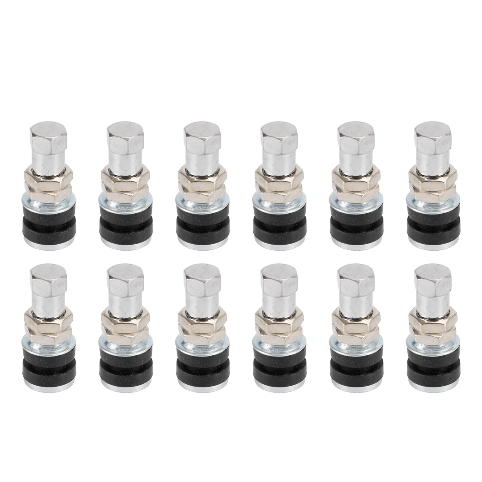 Artudatech 12pcs Short Chrome Metal Tire Valve Stems TR161 Bolts For ATV Go-karts Hot Rods