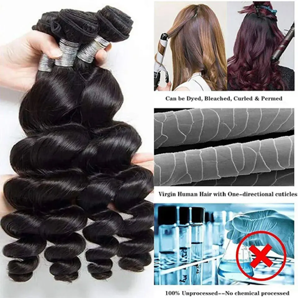Loose Wave Bundle Human Hair Weave Unprocessed Virgin Weave Hair Wavy Human Hair Weft Big Loose Spiral Wand Curls Soft Real Hair