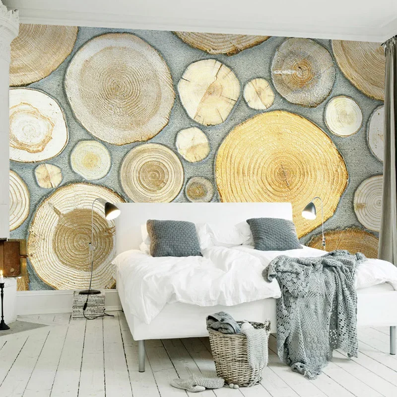 Modern Creative Growth Ring Wood Photo Murals Wallpaper Restaurant Cafe Personality Interior Decor Wall Cloth Papel De Parede 3D
