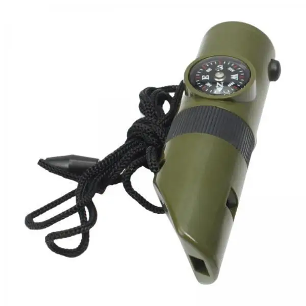 Portable Survival Whistle Compass Thermometer Reflector Mirror Camping Gadget for Trail Guard Kit