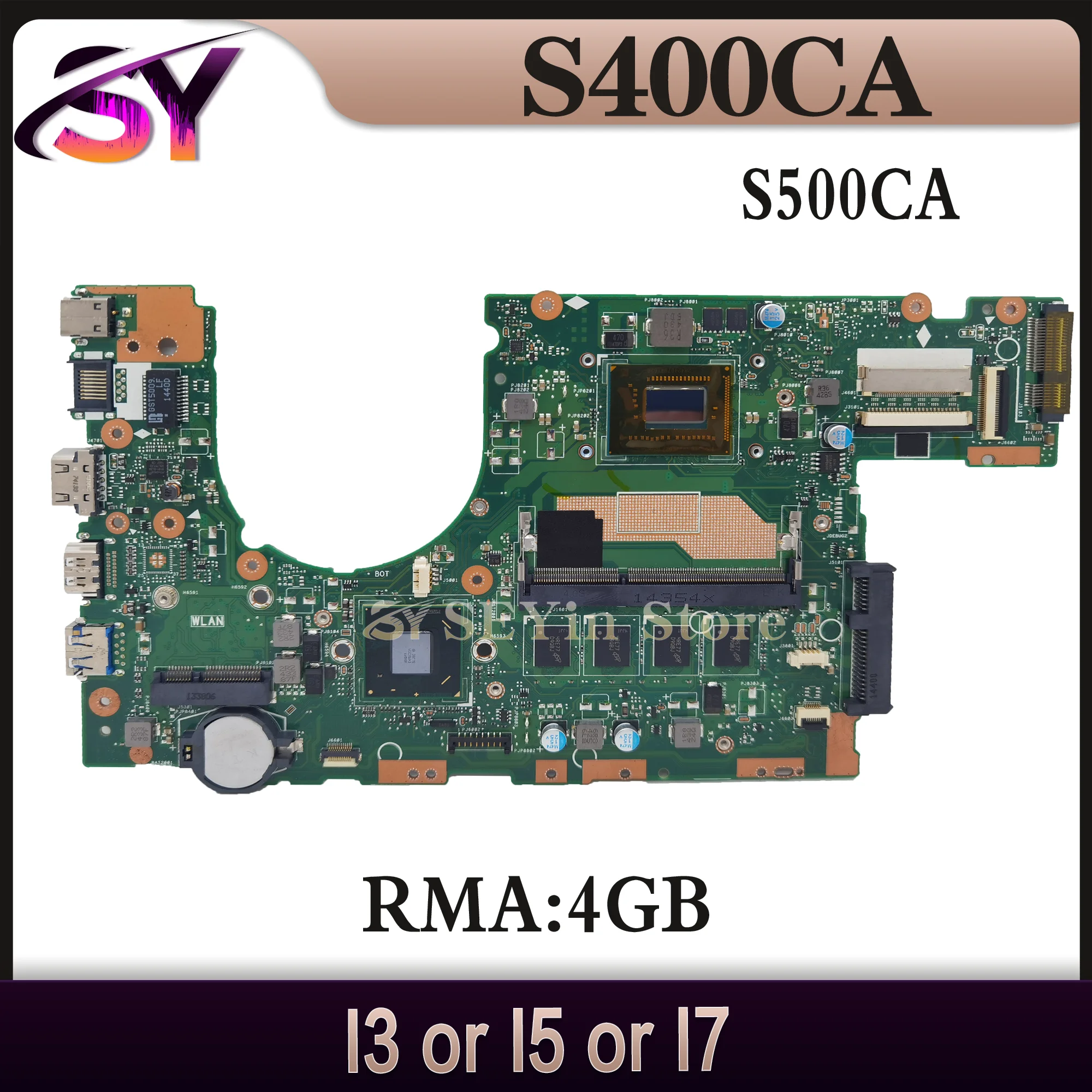 

S400CA Mainboard For ASUS S500CA S400C S500C S400 S500 Laptop Motherboard i3 i5 i7 3th Gen 4G/RAM