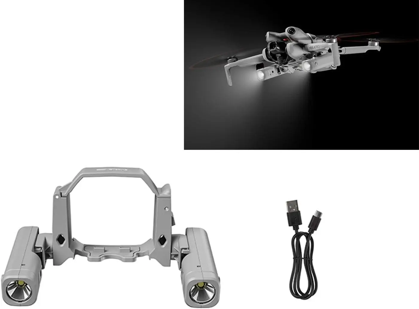

Прожектор-ночник для DJI Mini 4 Pro, перезаряжаемый двойной полетный светильник 360° ° Вращение нескольких режимов Сигнальная лампа ночного полета