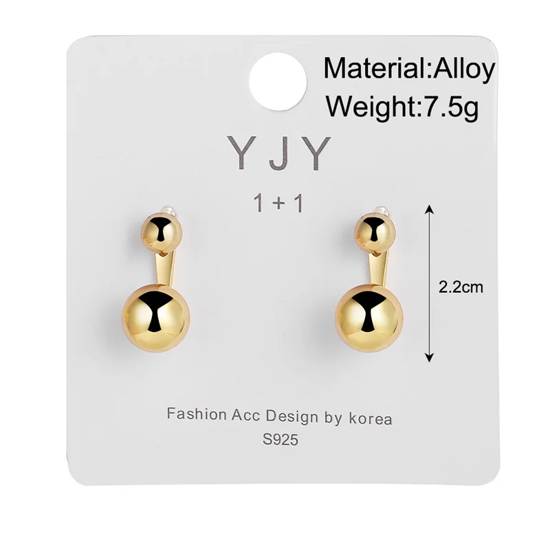 2023 Fashion Metal Ball-Shape Stud Earring for Women Girls Cute Glossy Gold Silver Color Unique Hanging Drop Earrings Jewelry