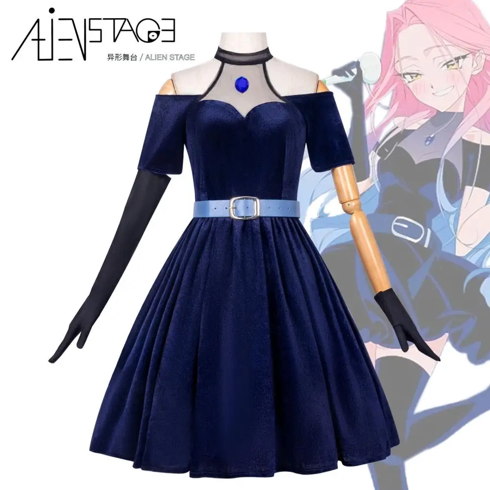 Erwachsenen-Frauen-Alien-Bühnen-Mizi-Cosplay-Kostüm, Komplettes Kleid mit Farbverlauf, Anime-Charakter-Outfit für Halloween-Bühnenauftritte und Konferenzen