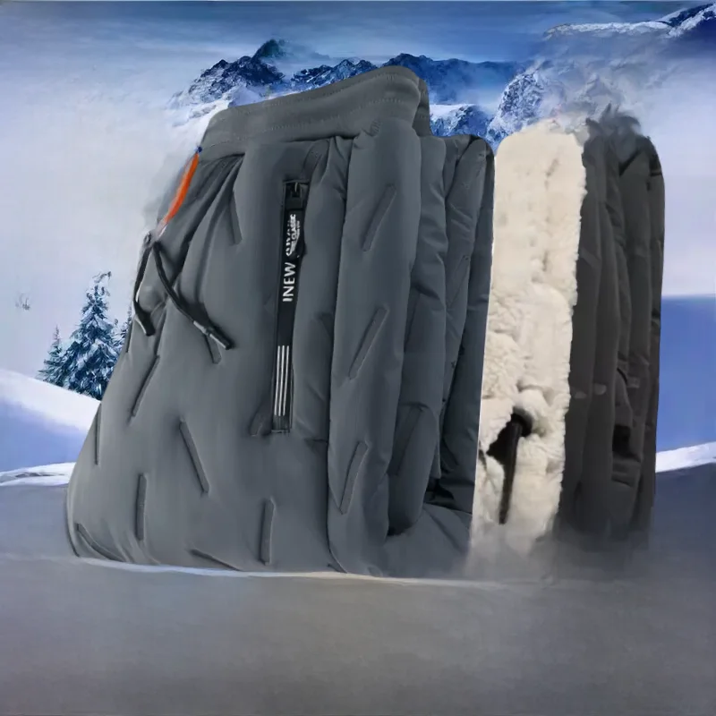 

Мужские зимние хлопковые брюки Thiened Lamb Velvet Spor Спецодежда Ветрозащитные теплые повседневные брюки Длинная молния Декоративные деловые брюки...