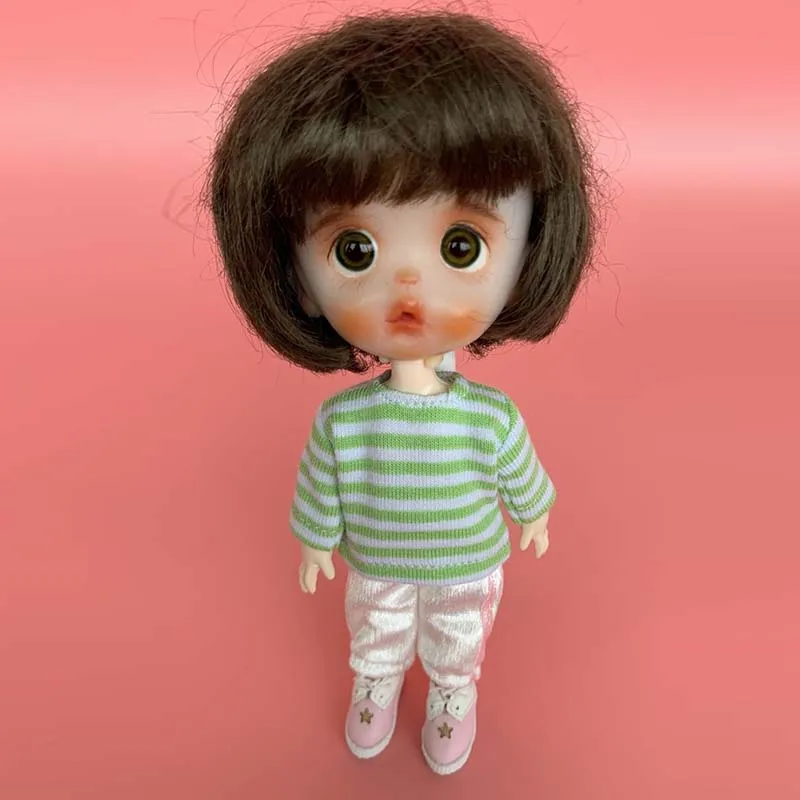 Ob11 Clothes T-shirt Long Sleeve Colorful Stripe Base Shirt For Obitsu11 GSC Molly 1/12 BJD Dolls Accessories Baby Fashion Style