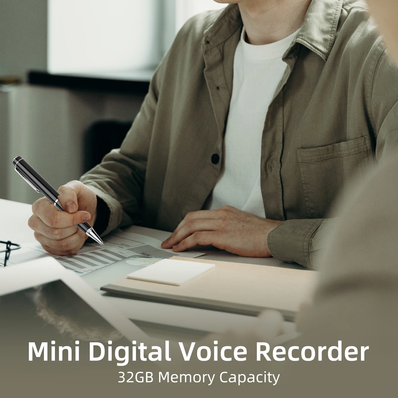 Digital Voice Recorder Pen Sound Audio Activated Dictaphone Recording Device Professional Music Player with USB Cable Earplug