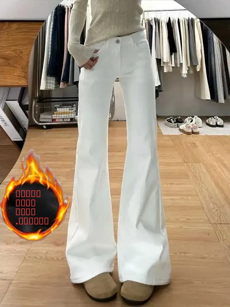 

Расклешенные джинсы с высокой талией, женские зимние новые утягивающие брюки до щиколотки, эластичные расклешенные джинсы с низкой талией, популярная девушка